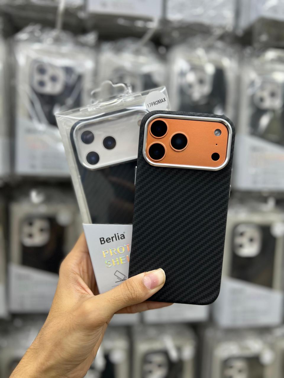 Berlia Carbon Fibre Case for iPhone 17 Pro & 17 Pro Max | Slim Luxury Protection